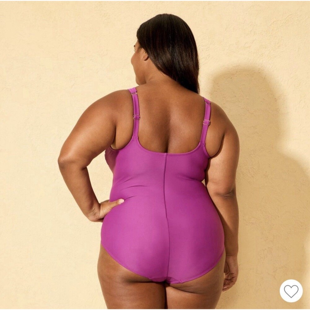 Shade & Shore Women's Black Shirred Tummy Control One Piece Swimsuit, 18 - Picture 2 of 6